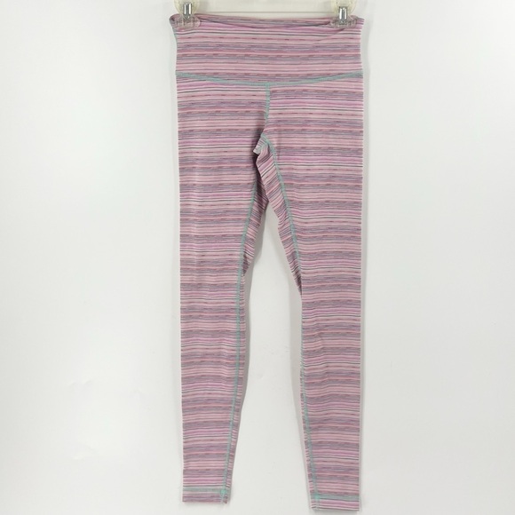 ✅ LULULEMON Wunder Under Pant IN Cyber Stripe Flash Light Menthol SIZE 6 EUC - Picture 1 of 7